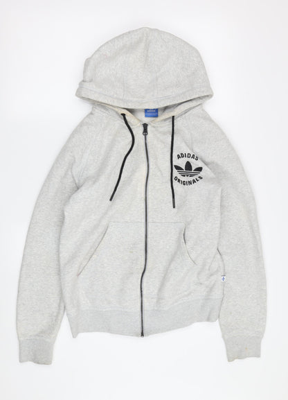 Adidas Grey Unisex Hoodie, Size 12, Full Zip, Casual