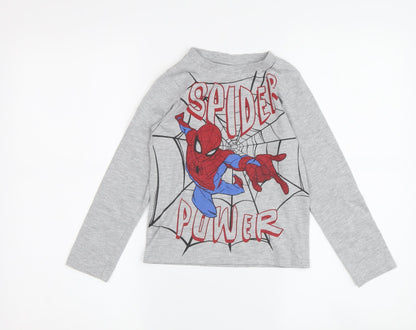Boys Grey Spider-Man Long Sleeve T-Shirt Size 5-6 Years
