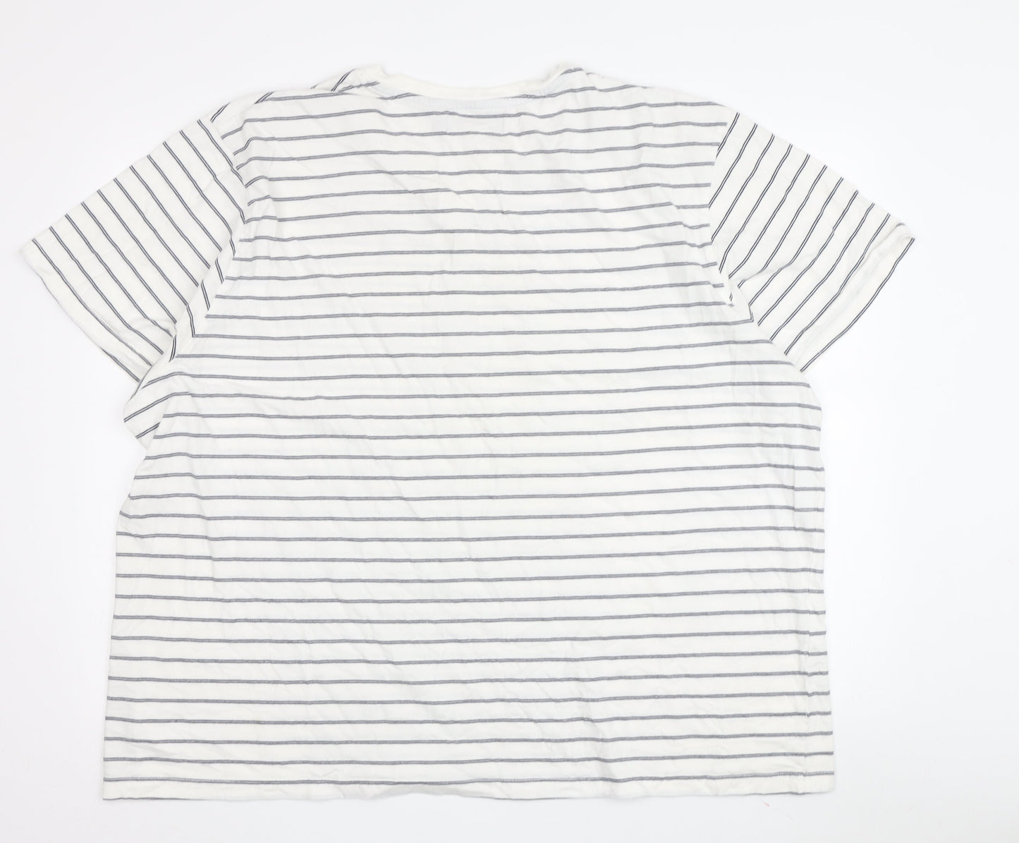 Maine New England Men's XXL White Striped V-Neck T-Shirt