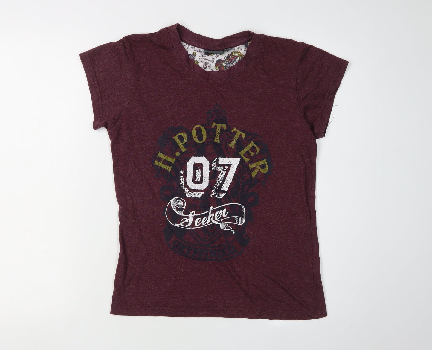 Womens UK Size S Harry Potter Red Basic T-Shirt