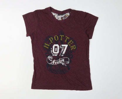 Womens UK Size S Harry Potter Red Basic T-Shirt