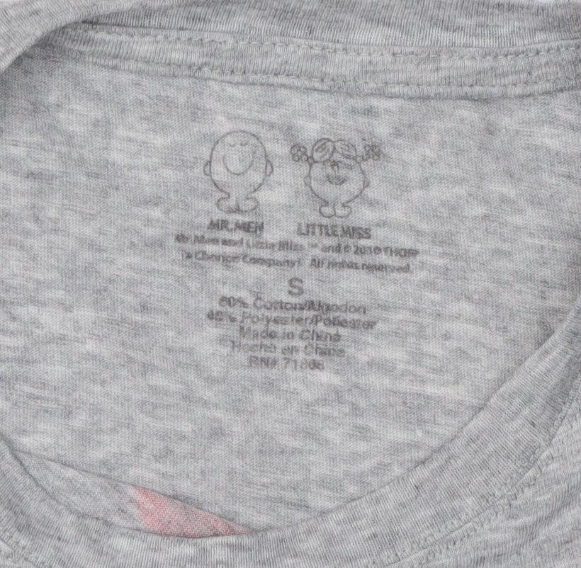 Teens Grey Love Peace Cartoon Graphic T-Shirt S