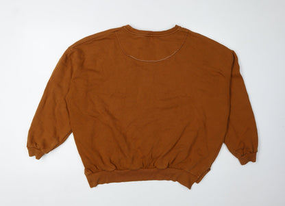 Unisex Adults UK Size M Pull&Bear Brown Pullover Sweatshirt