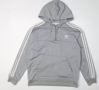 Adidas Grey 1/2 Zip Hoodie L Unisex Adults