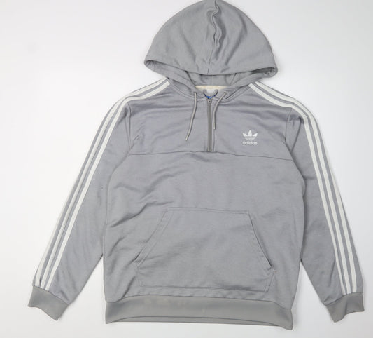 Adidas Grey 1/2 Zip Hoodie L Unisex Adults
