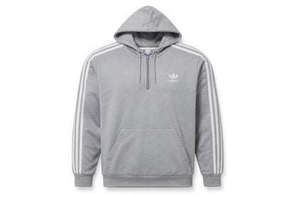 Front view of Adidas Grey 1/2 Zip Hoodie L unisex adults