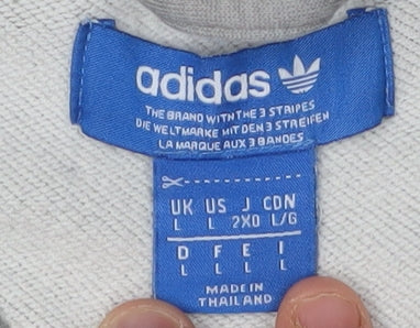 Adidas Grey 1/2 Zip Hoodie L Unisex Adults