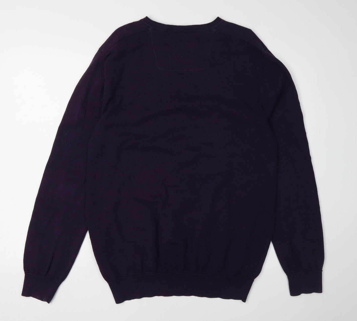 Debenhams Men's Purple V-Neck Pullover Jumper, Size L