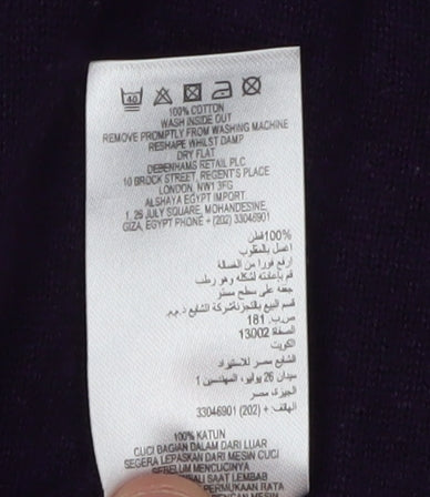 Debenhams Men's Purple V-Neck Pullover Jumper, Size L