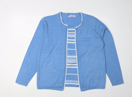 Honor Millburn Blue Women's Cardigan, M, Lightweight Knit