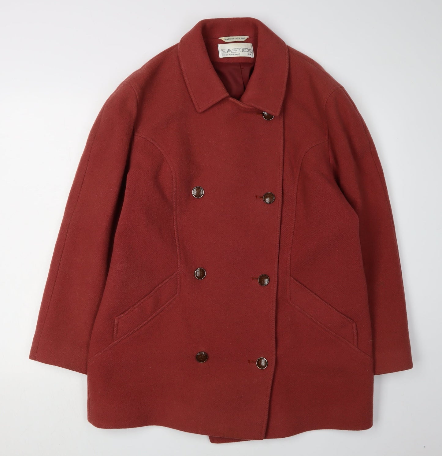 Womens UK Size 14 Eastex Red Pea Coat