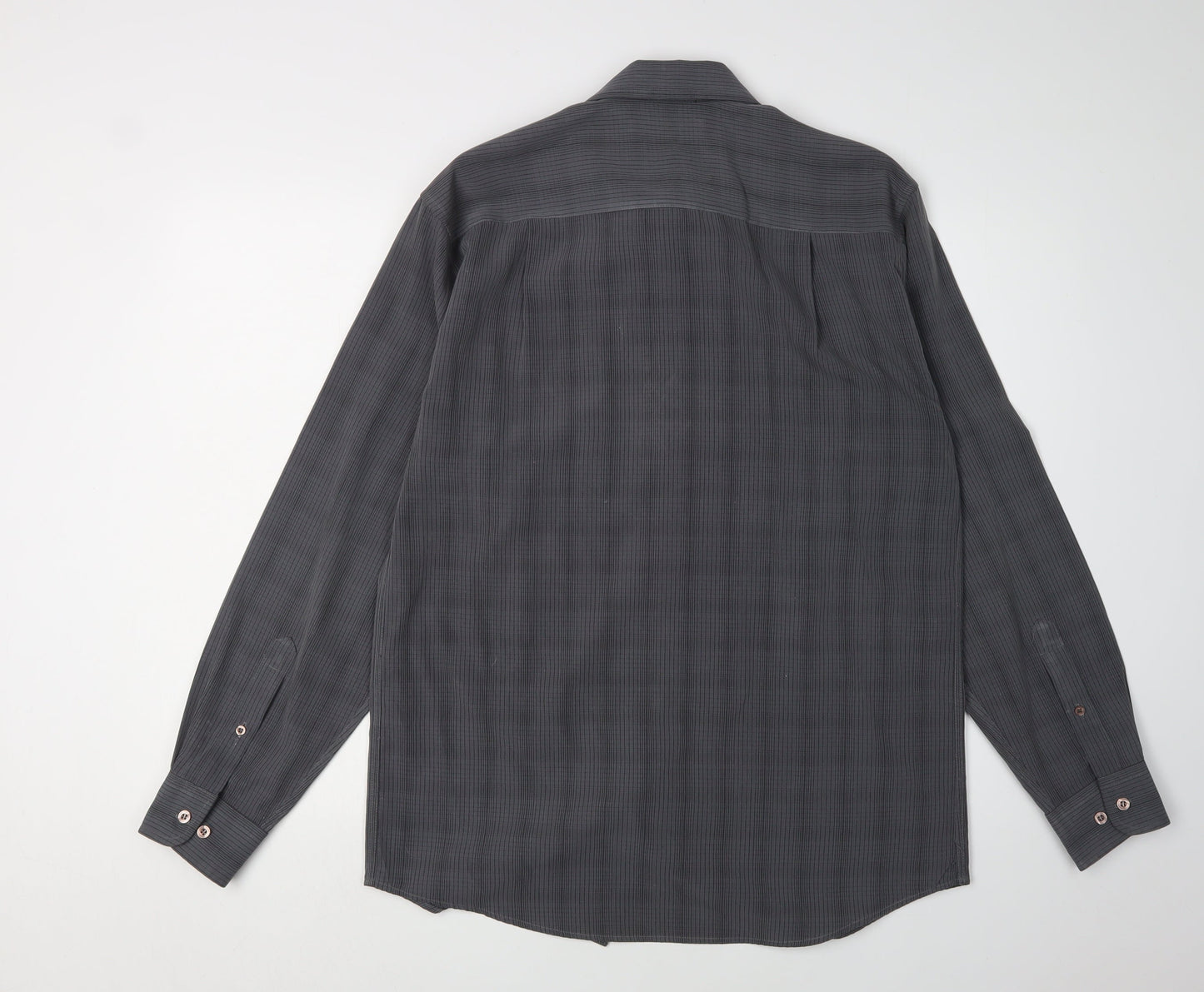 HIPPO Men's Grey Checked Long Sleeve Shirt, Size S