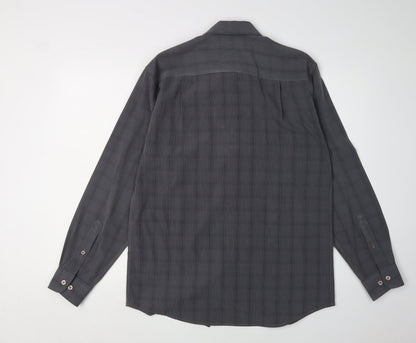 HIPPO Men's Grey Checked Long Sleeve Shirt, Size S