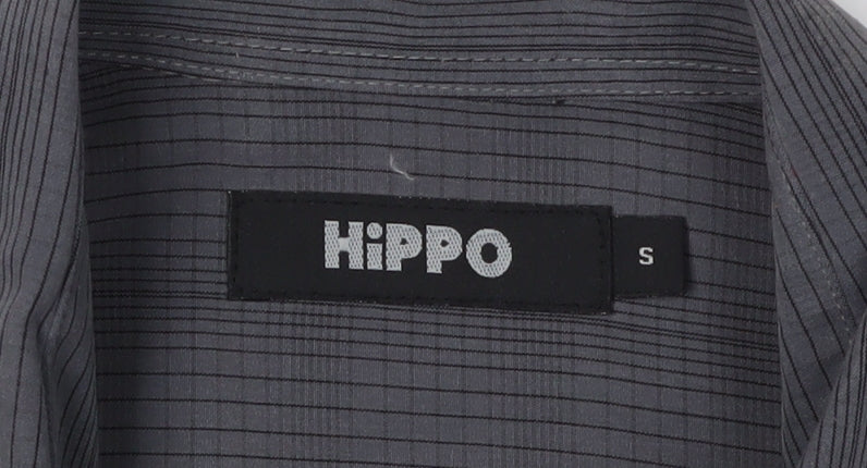 HIPPO Men's Grey Checked Long Sleeve Shirt, Size S