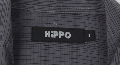 HIPPO Men's Grey Checked Long Sleeve Shirt, Size S