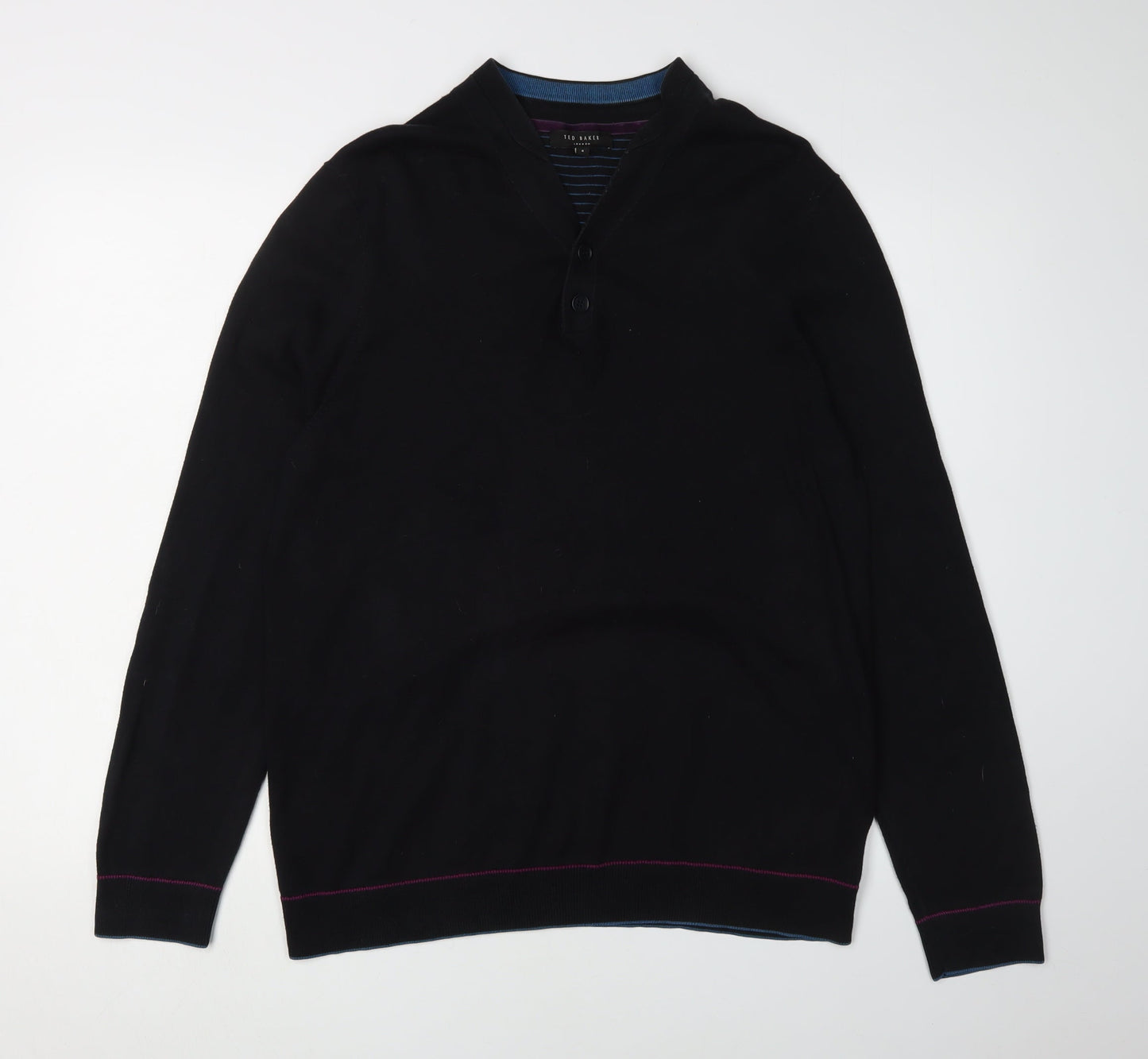 Ted Baker Men's Black Henley Jumper Size L