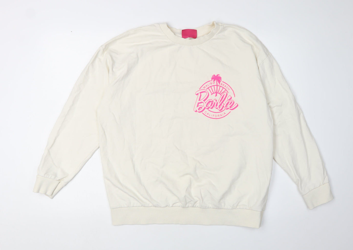 Barbie Womens White Logo Pullover Sweatshirt 16-18