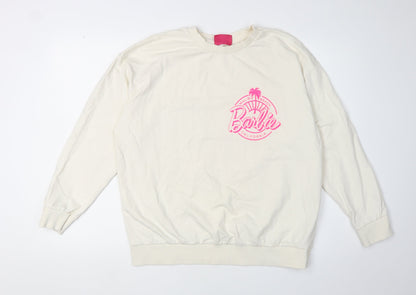 Barbie Womens White Logo Pullover Sweatshirt 16-18