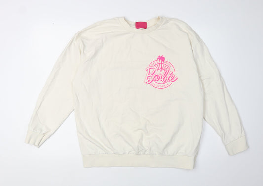 Barbie Womens White Logo Pullover Sweatshirt 16-18
