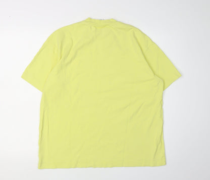 Zara Men's Yellow Crew Neck T-Shirt M