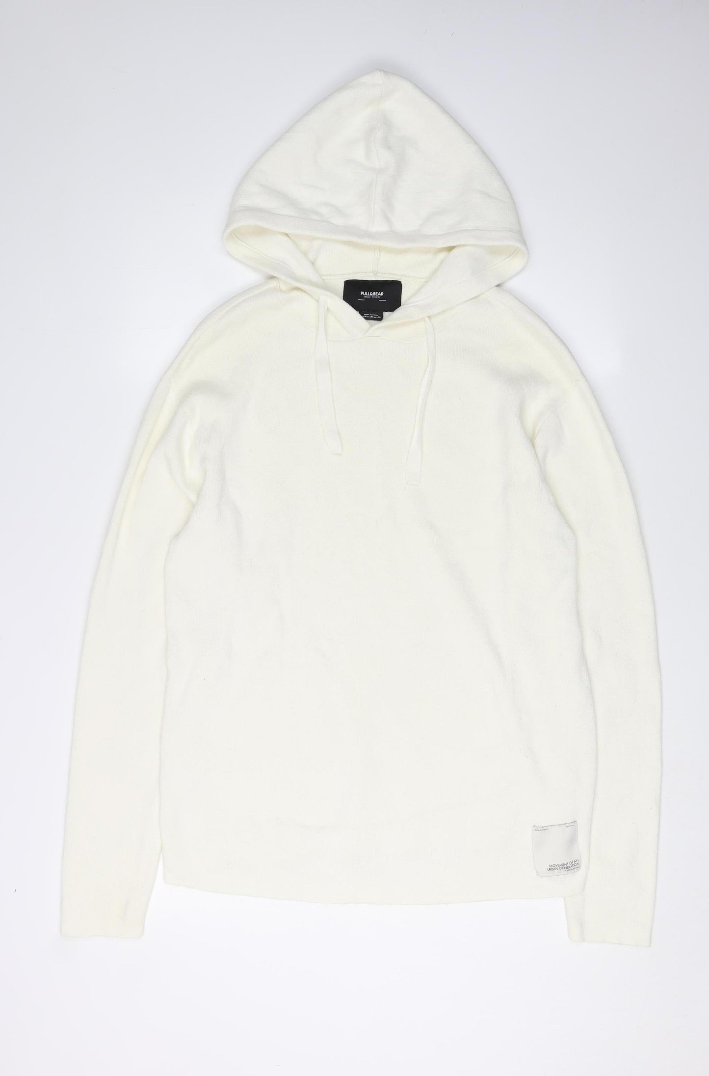 Pull & Bear Men's Ivory Hooded Pullover Jumper M