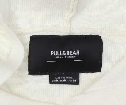 Pull & Bear Men's Ivory Hooded Pullover Jumper M