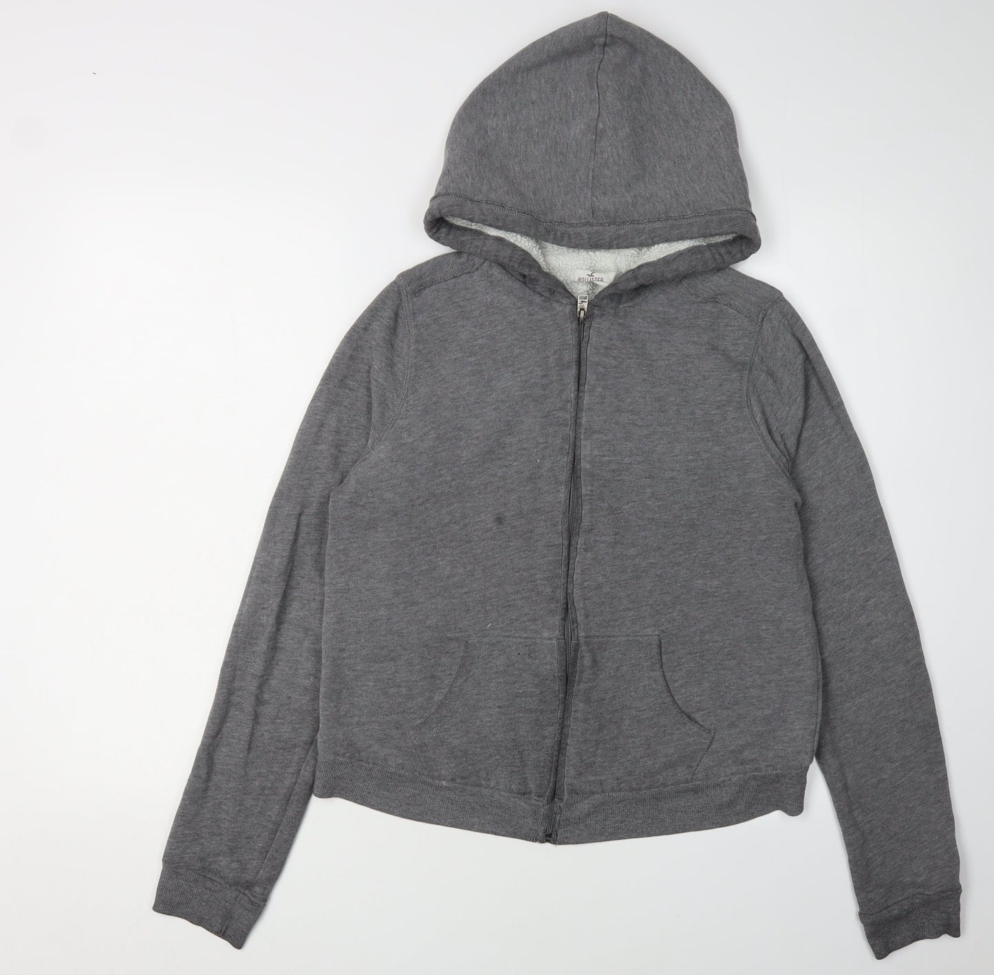 Hollister Women's Grey Full Zip Hoodie - L