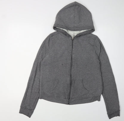 Hollister Women's Grey Full Zip Hoodie - L