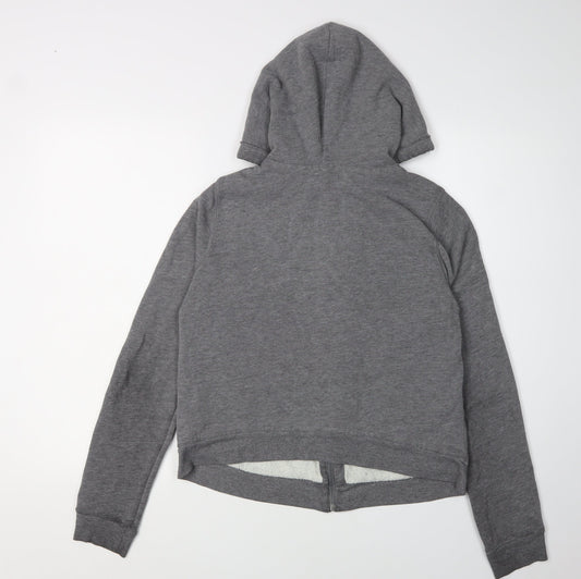 Hollister Women's Grey Full Zip Hoodie - L