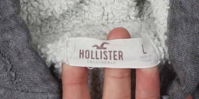 Hollister Women's Grey Full Zip Hoodie - L