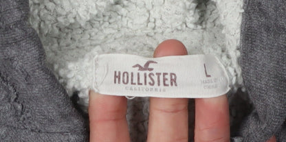 Hollister Women's Grey Full Zip Hoodie - L