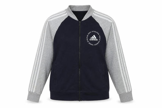 Front view of Adidas Women's Blue/Grey Full Zip Sweatshirt, size M