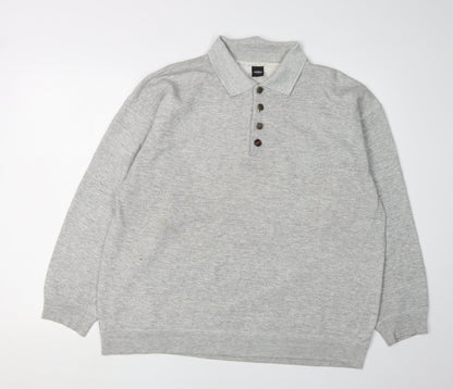 Mens UK Size L C&A Grey Henley Sweatshirt