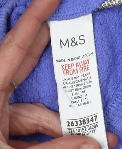 Marks and Spencer Girls' Blue Pullover Hoodie Size 10-11