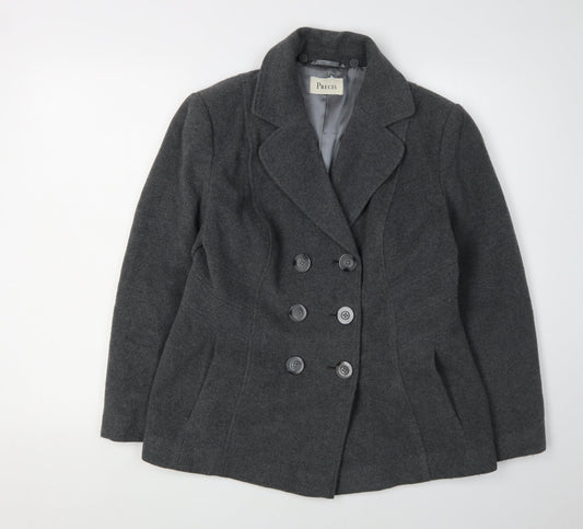 Precis Women's Grey Wool Blend Pea Coat Size 10