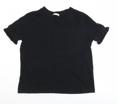 Womens UK Size M Zara Black Basic T-Shirt