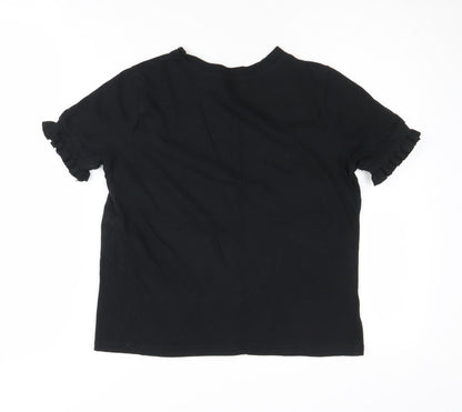 Womens UK Size M Zara Black Basic T-Shirt
