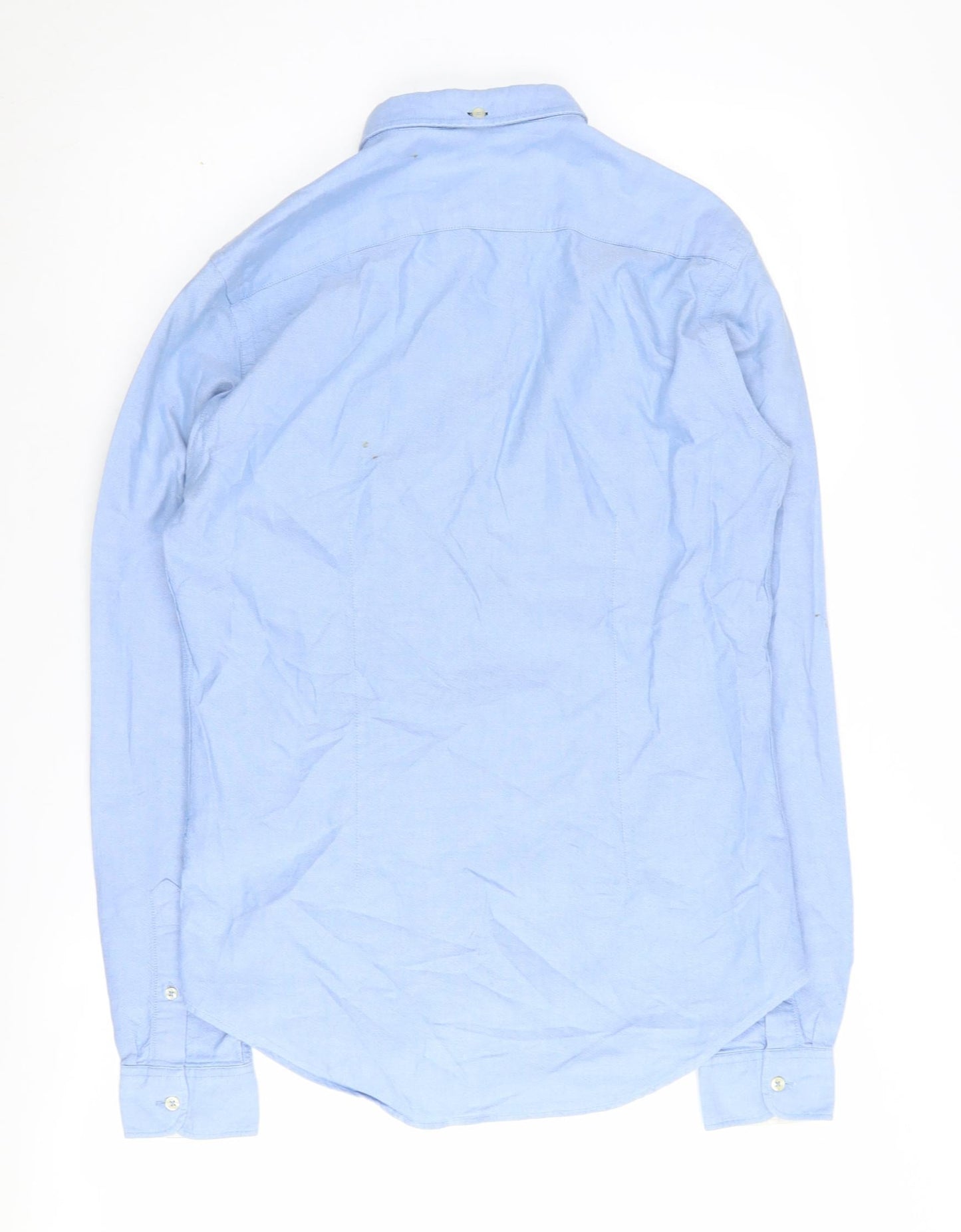 Zara Men's Blue Slim Fit Button-Up Shirt, Size S