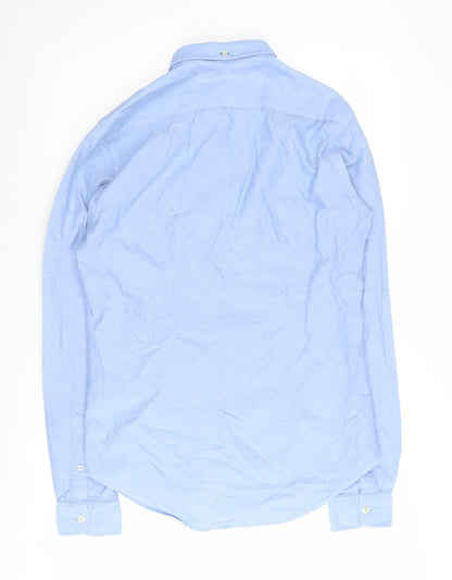 Zara Men's Blue Slim Fit Button-Up Shirt, Size S
