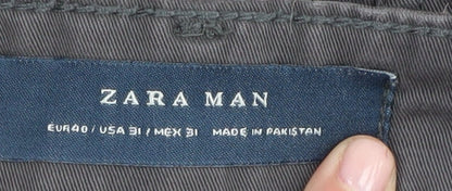 Zara Men Grey Slim Fit Chino Trousers, Size 40
