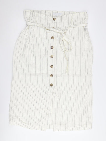 Forever 21 Women's Ivory Striped Midi Pencil Skirt