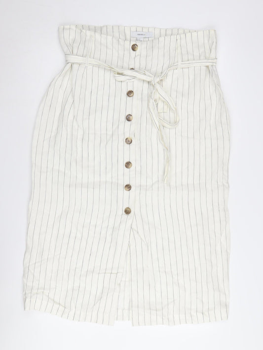 Forever 21 Women's Ivory Striped Midi Pencil Skirt