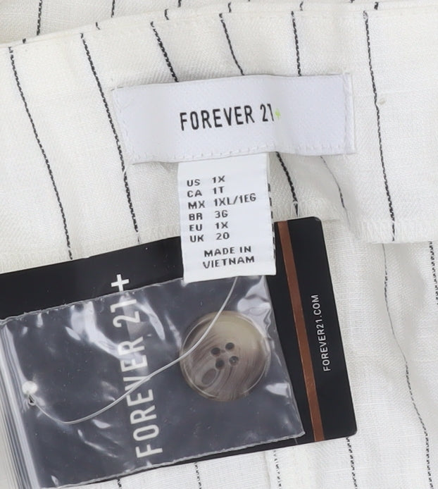 Forever 21 Women's Ivory Striped Midi Pencil Skirt