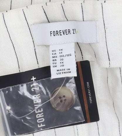 Forever 21 Women's Ivory Striped Midi Pencil Skirt