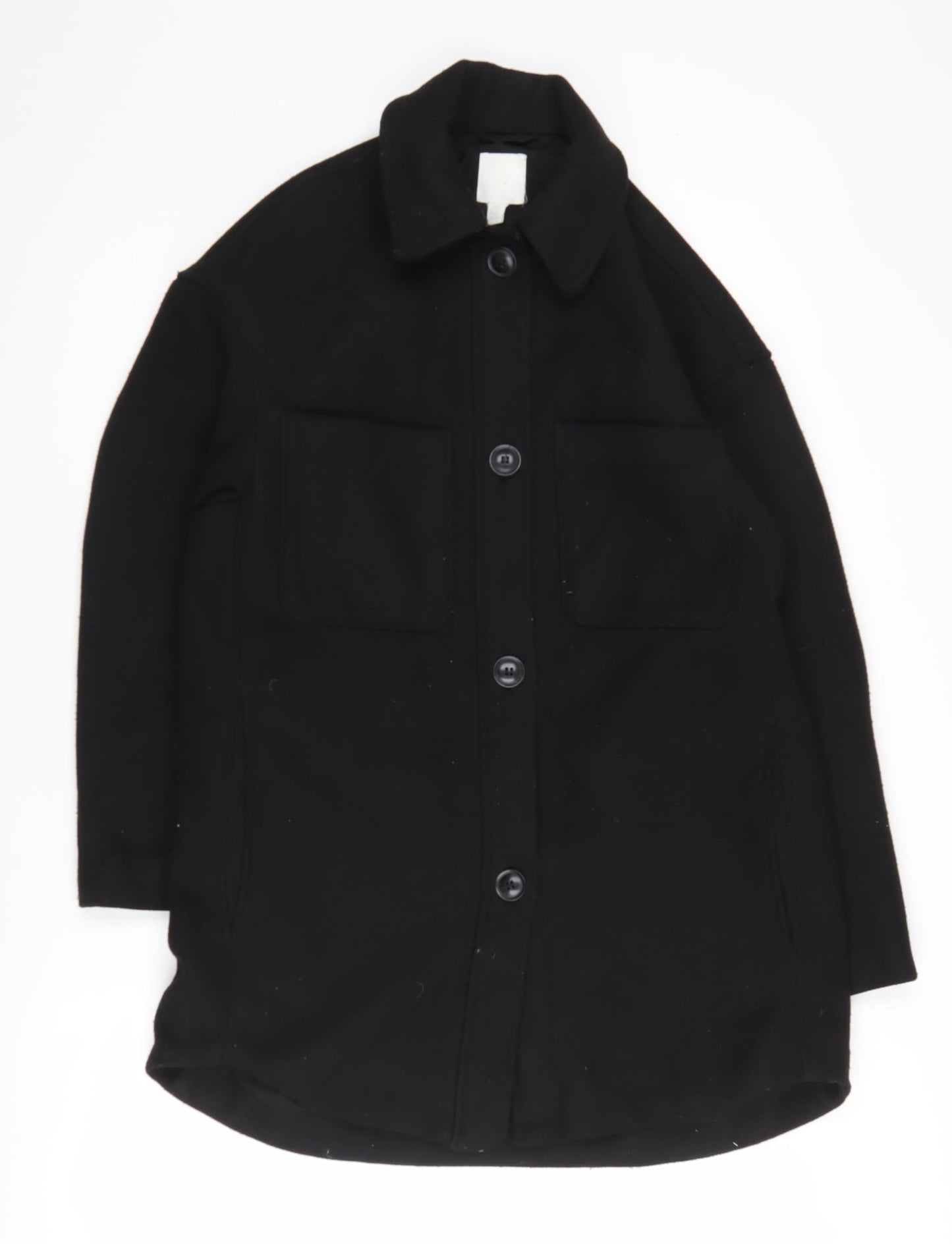 Womens UK Size XS H&M Black Overcoat