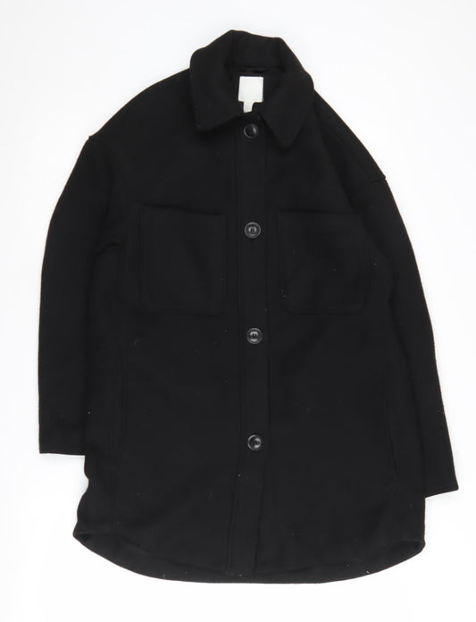 Womens UK Size XS H&M Black Overcoat