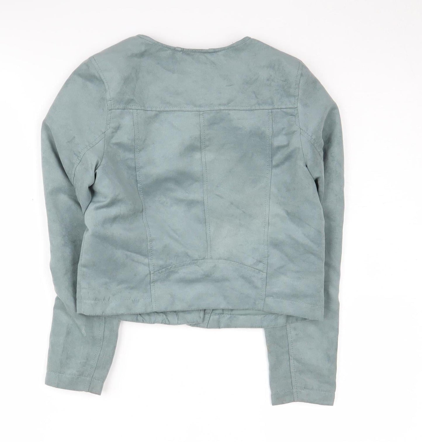H&M Girls Green Motorcycle Jacket, 11 Years, Zipped Pockets
