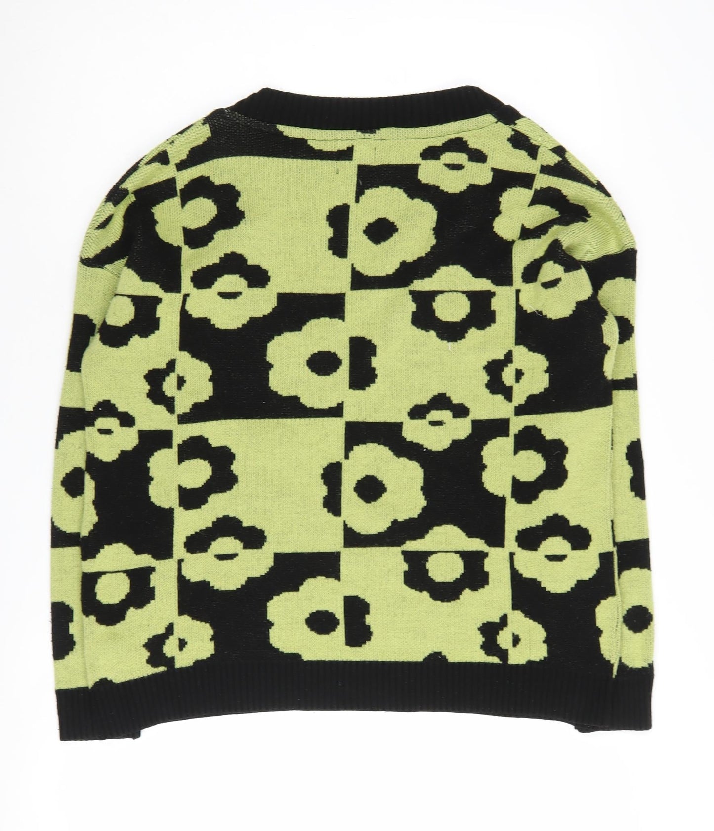ASOS DESIGN Women's Floral Knit Jumper Size 8 Black/Green