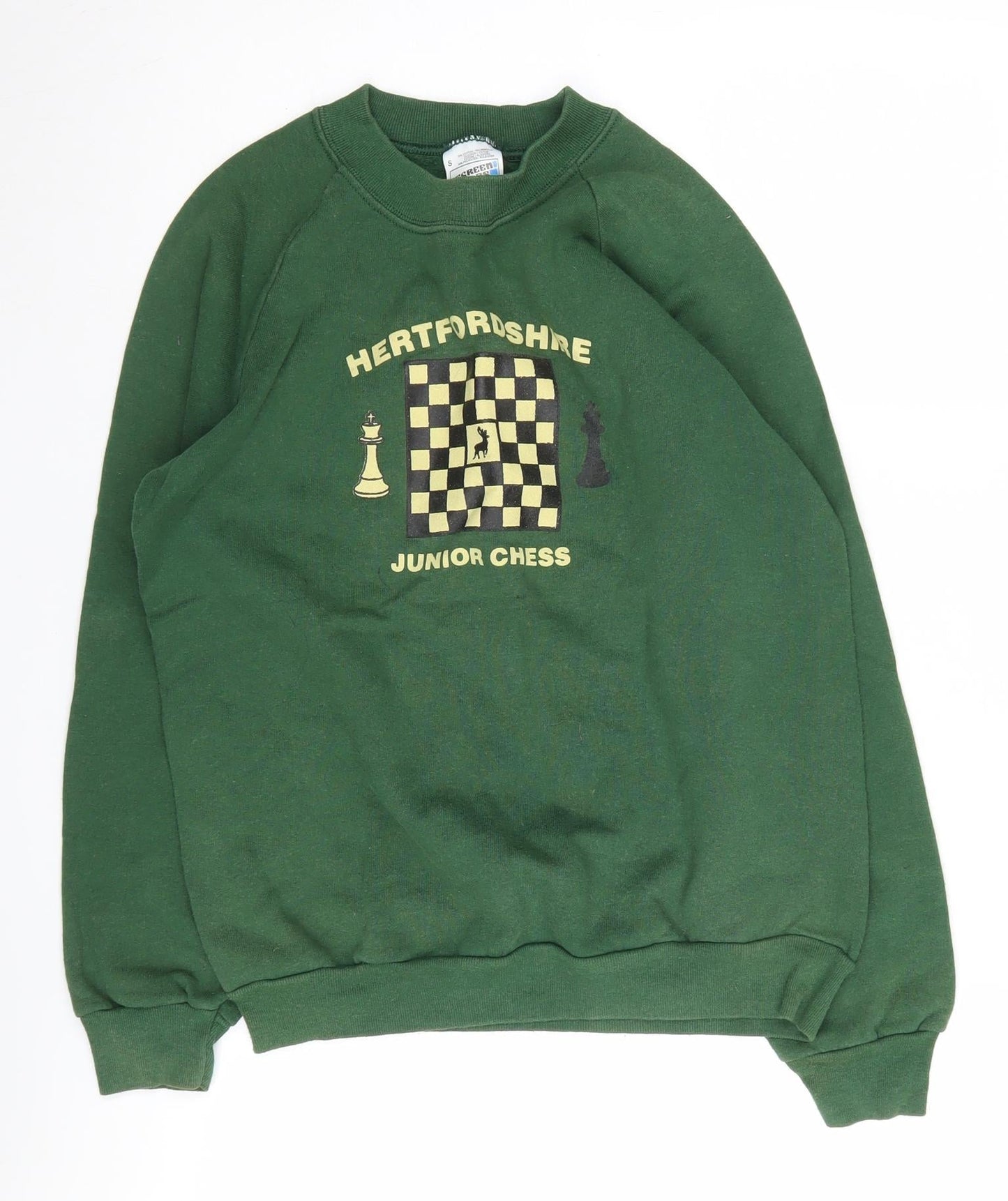 Fruit of the Loom Boys Green Chess Sweatshirt Size S