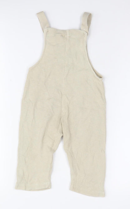 Zara Beige Baby Dungaree 9-12 Months Unisex Button Casual